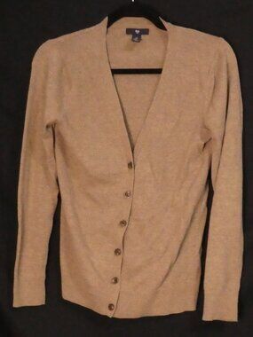 GAP V-Neck Button Front Cardigan Sweater Heather Mochaccino - Size Small